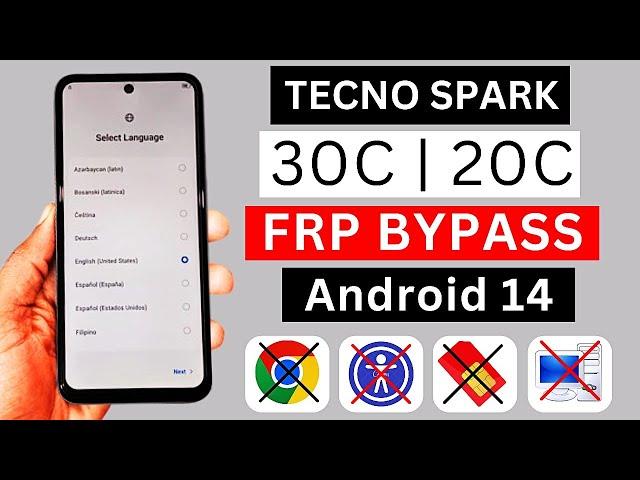 Tecno Spark 30C | 20C FRP Bypass Android 14 | Tecno Spark 30c Google Account Unlock Without Pc 2025