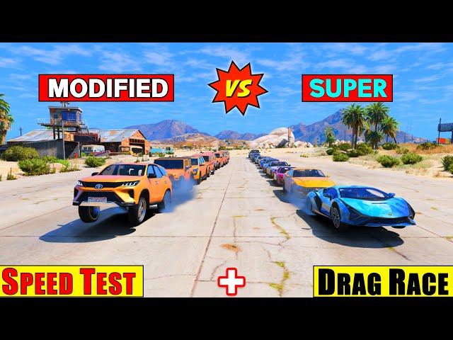 GTA 5 : Modified Indian Cars Vs Super Cars Top Speed + Drag Race in GTA 5