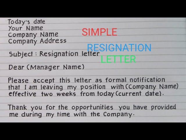 HOW TO WRITE RESIGNATION LETTER.