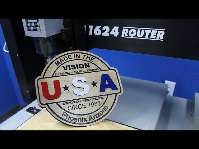 1624R CNC Router making a Wood Sign with PVC Plastic Inlays