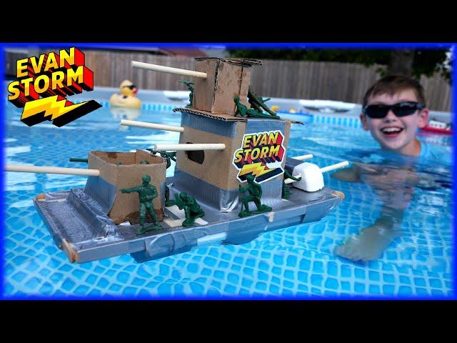 Sink Or Float DIY Toy Navy Boat Challenge with PLASTIC ARMY MEN