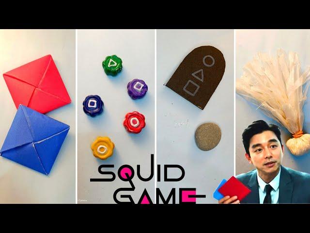 DIY ALL GAMES OF SQUIDGAME season 2 |  How to make paper ddakji, Gongi, flying stone, Jegi