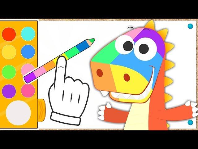 Aprende con Eddie los colores dibujos de flores, pizzas y más  Eddie el dinosaurio Colorea