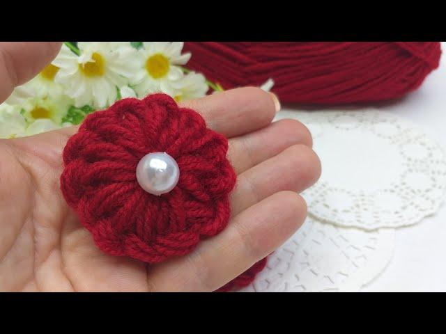 DIY  Цветы из пряжи БЕЗ спиц и крючка #2 | Easy Woolen Flower 