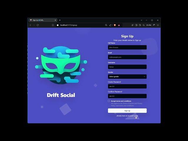 DriftSocial (Social Media Web Application)