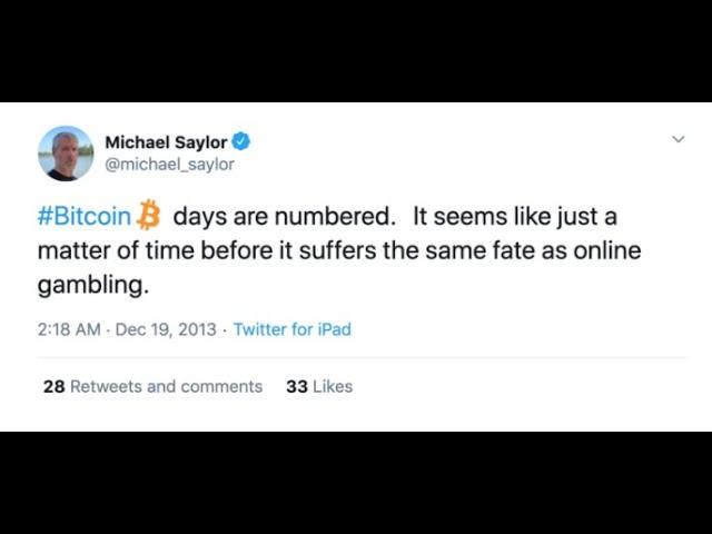 BNBTC BNBitcoin - Michael Saylor 2013 #BTC days are numbered. it suffers the same fate as gambling!