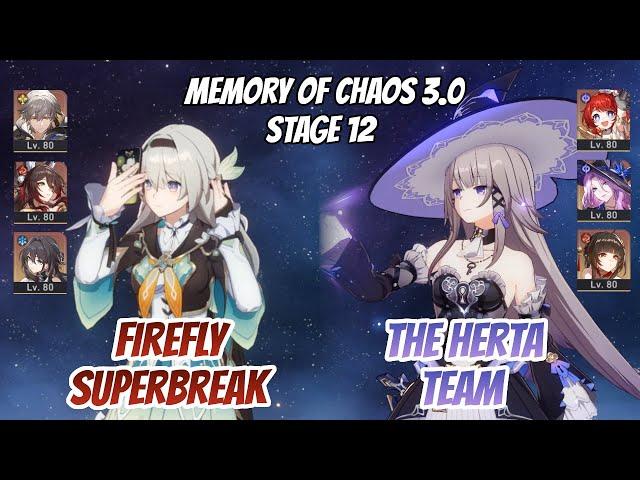 Firefly SuperBreak & The Herta Team Memory of Chaos Stage 12 (3 Stars) | Honkai Star Rail