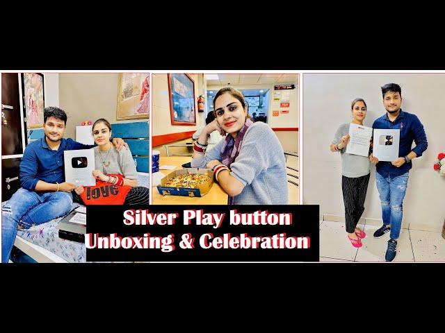 OMG!‍️Finally YouTube silver button agyaa  celebration with Husband#silver #play #button #happy