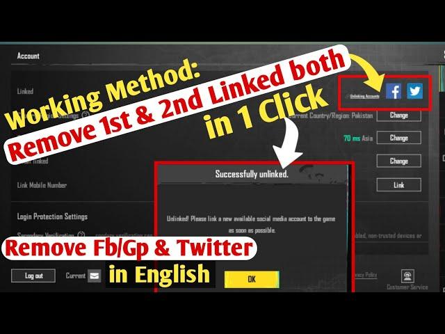 Remove Facebook+Twitter or Any Social Links with 1 Click | How to Remove 1st & 2nd from Pubg Account