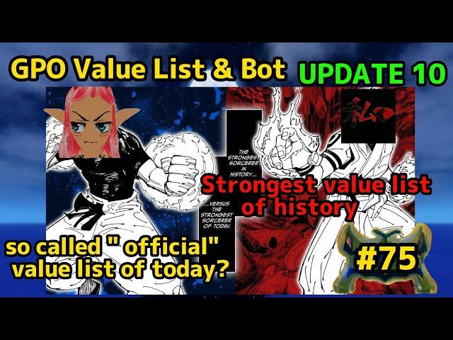 NEW GPO VALUE LIST UPDATE 10 #75 THE BATTLE OF VALUES!!!