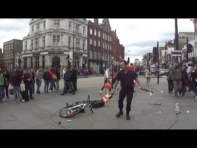 Fire Juggling Man seen in Camden Town, London - Sunday 23rd June 2013