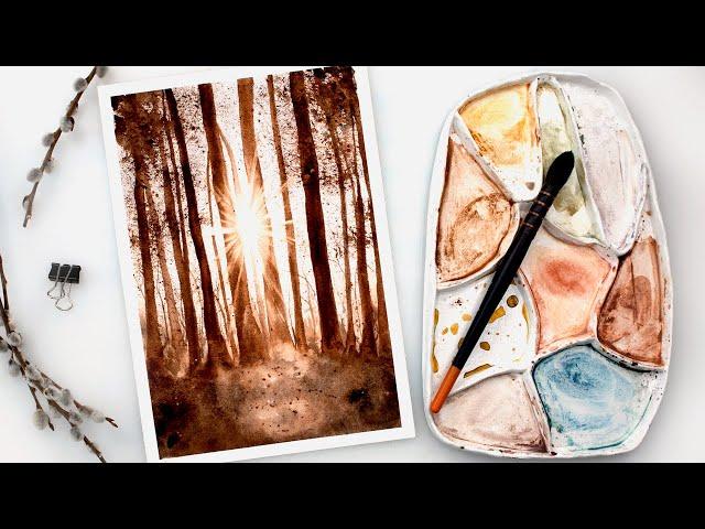 Watercolor sun rays in wood  - backlight painting tutorial