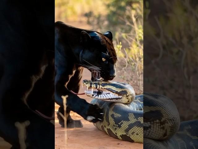 Giant Python Vs Black Panther #animals