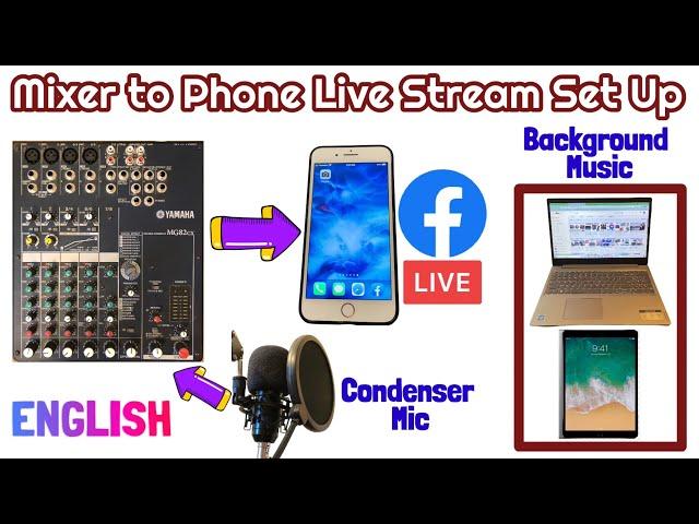 Live Stream Set Up using Mixer to iPhone/Android - Background Music from Laptop/iPad/Tablet