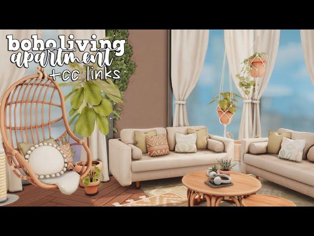 boho living inspired apartment  | the sims 4 apartment renovation | + cc links