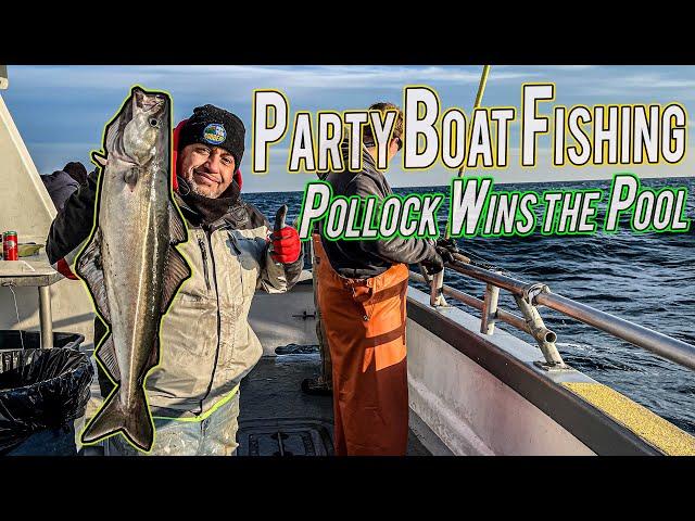 Party Boat Fishing Cod and GIANT POLLOCK WINS THE POOL! (Offshore Block Island)