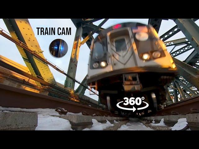 Train Cam 360 : Smith - 9th Street POV Snowy Tracks during Sunset