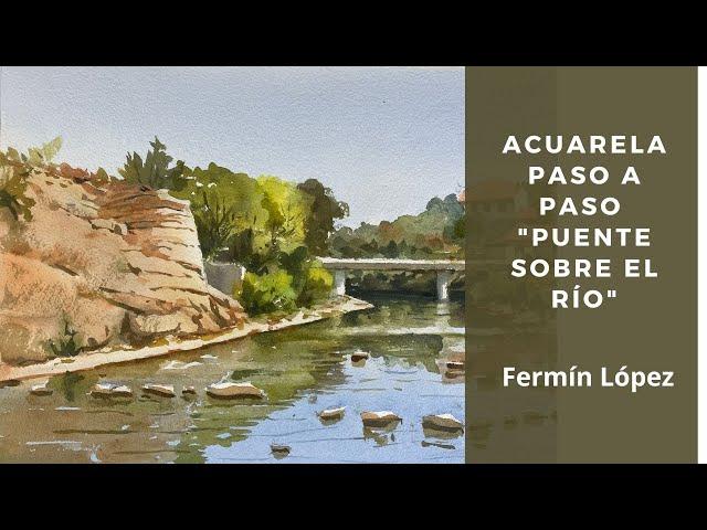 Paso a Paso Acuarela Puente sobre Río