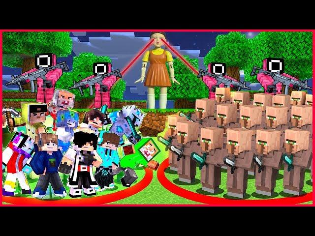 100 HARI BERTAHAN HIDUP MEREBUTKAN PIALA SQUID GAME SEASON 2 VS 10000 VILLAGER DI MINECRAFT