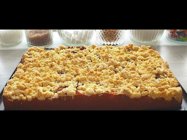 Яблочный кухен с крошкой Старинный немецкий рецепт!Apffelkuchen mit Streusel!