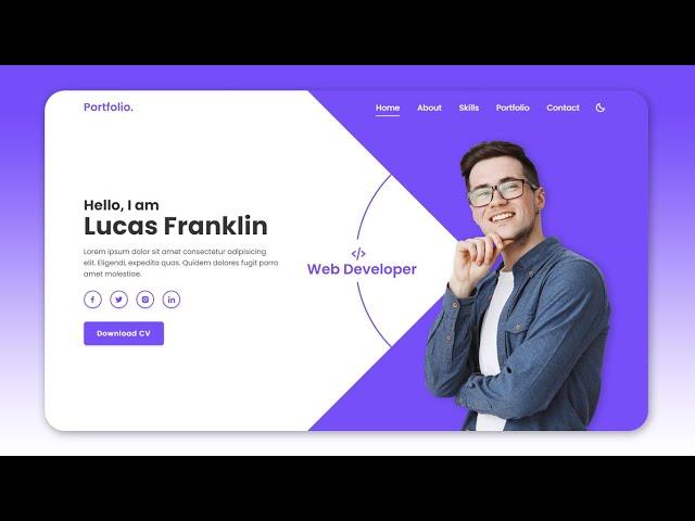 Animated Portfolio Website Template in HTML CSS and JS | Personal Website with Dark Light Mode