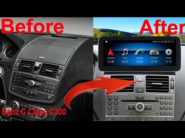 Mercedes Benz C Class C300 Radio upgrade W204  Android stereo replacement Carplay installation