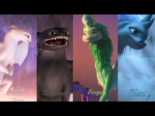 Edit (Light Fury, Toothless, Pengu, Sisu)