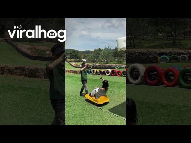 Downhill Slide Into Hay Bale Sides || ViralHog