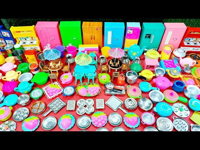 8 Minutes Satisfying with Unboxing Barbie Kitchen Set | Plastic Cute Tiny Kitchen Toy Cooking Game