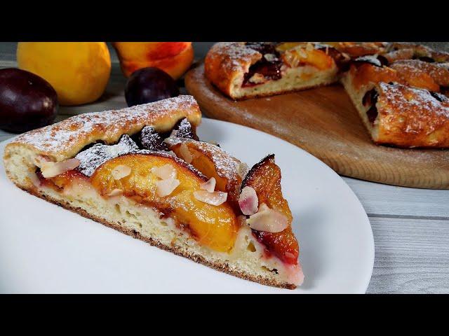 Galette with peaches and plums on COTTAGE CHEESE dough. Delicious and simple!