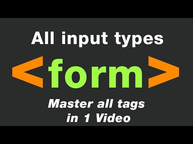 HTML input types | HTML Forms Tutorial | Form tag in HTML with all tags