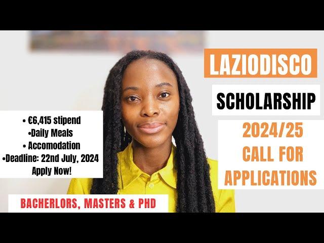 LAZIO DISCO SCHOLARSHIP 2024/25 CALL FOR APPLICATIONS| FULLY FUNDED SCHOLARSHIP IN ITALY