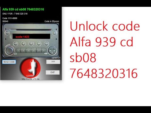 unlock code Alfa 939 cd sb08 7648320316