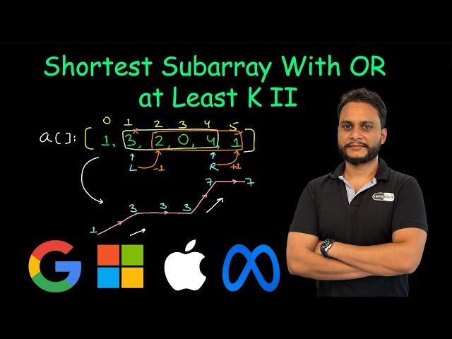 Shortest Subarray With OR at Least K II | Leetcode 3097