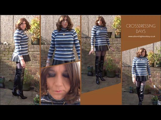 Crossdressing Days - Leather Skirt and Thigh Boots - 18th February 2019 - Glamorous Crossdresser