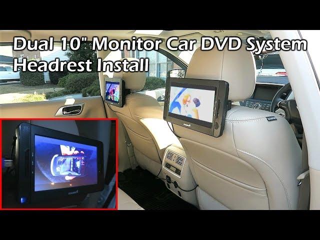 Portable Dual 10" Monitor DVD Player Car Headrest Install