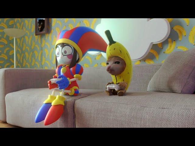 Banana Cat and Pomni | Banana Cat saves Pomni (FullHD|RTX)