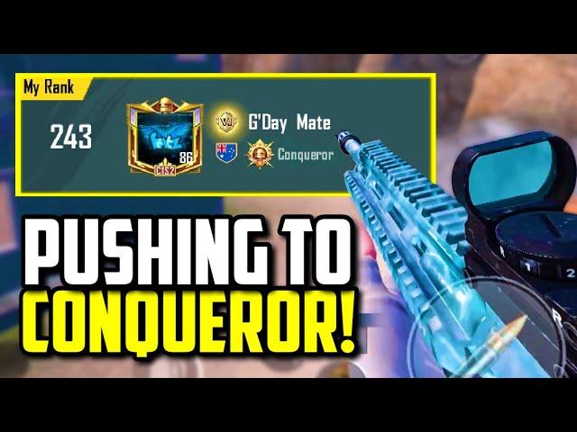 PUSHING CONQUEROR RANK WHILE CLUTCHING SQUADS! | PUBG Mobile