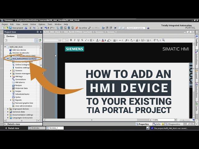 How to Add an HMI DEVICE to your existing TIA Project (TIA Portal Course)