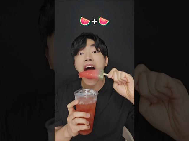 Watermelon ice cream and juice from a korean convenience store #shorts #asmr