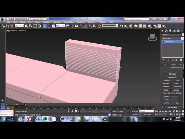 как сделать диван в 3ds max, Моделирование дивана в 3 д макс