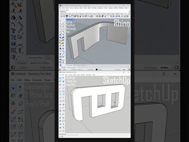 SketchUp vs Rhino - PushPull for Beginners #rhino3d #architecture #sketchup