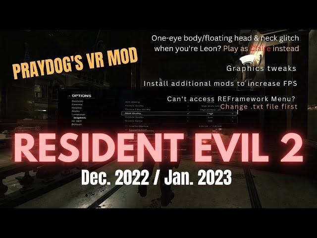 Resident Evil 2 Praydog's VR Mod - Updated Tips/Tricks & Performance Tweaks (Play as Claire) Quest 2