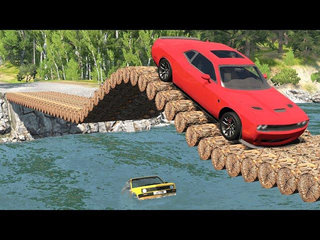 Cars vs Log Bridge #4 – BeamNG.Drive