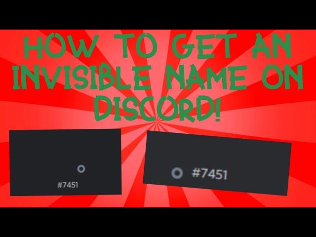 How to get an invisible name on discord! 2021!