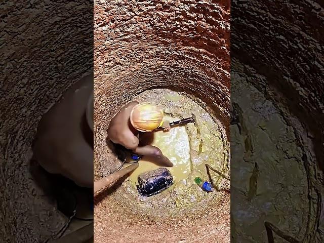 The process of manual well - digging in rural areas