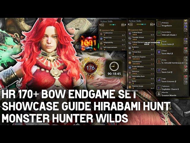 HR 170+ Bow Endgame Set Showcase Guide + Hirabami Hunt | Monster Hunter Wilds