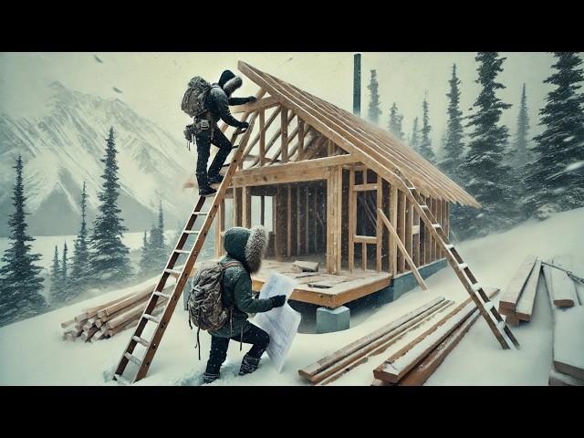 The couple is building their off-grid cabin in Alaska amidst a snowstorm | @northtoalaska2022