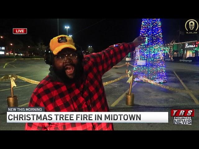 Christmas Tree Set On fire In NYC