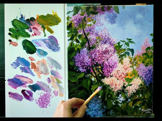 How to draw lilacs|quick and easy way to draw lilacs in oil #art #painting